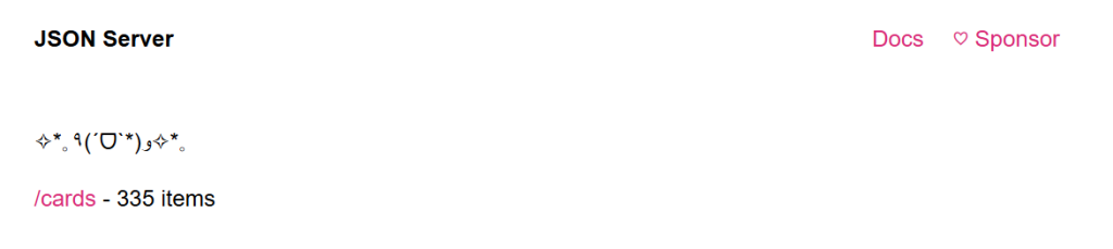 Screenshot di come si presenta l'interfaccia API di JSON server.